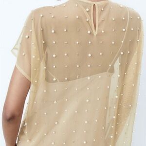 NWT ZARA Nude dress with pearls